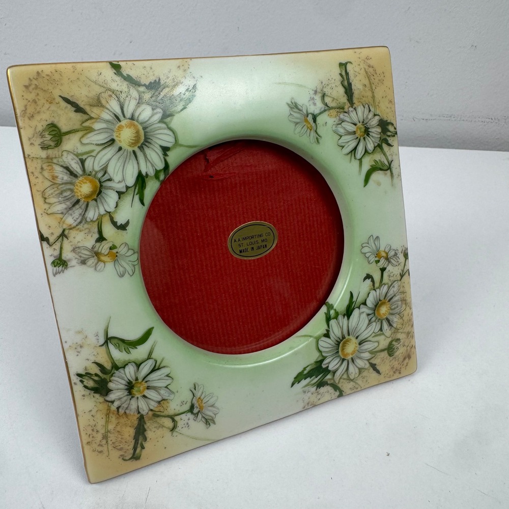 Vtg Daisy Floral Picture Frame Japan A.A. Importing Cottagecore Decor 5x5